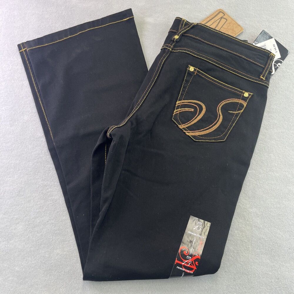 Southpole Freestyle Bootcut Jeans Women 13 Black Low Rise Embroidered Pocket